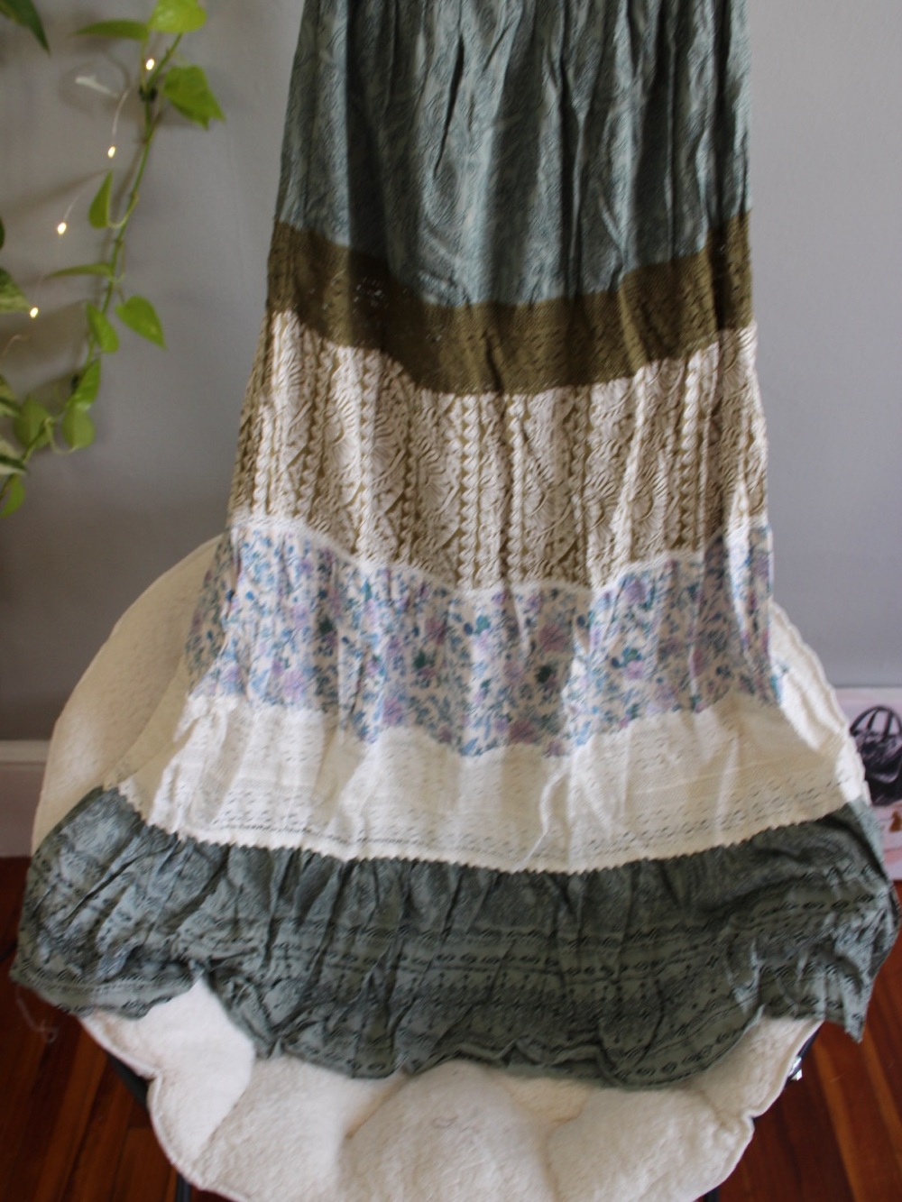 NWT Angie Boho Patchwork Tiered Maxi Dress Size S Floral Cottagecore - Picture 3 of 13